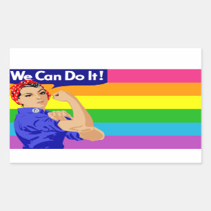 LGBTQ ROSIE DE RIVETER MET RAINBOW VLAG RECHTHOEKIGE STICKER