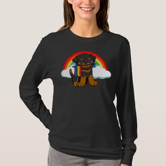 LGBTQ Rottweiler Hond Gay Lesbische Pride Rainbow  T-shirt (Voorkant)