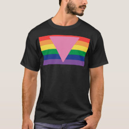 LGBTQ+ roze driehoek op geprikte vlag T-shirt