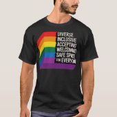 LGBTQ+ Safe Space Rainbow Pride Inclusion Design T-shirt (Voorkant)
