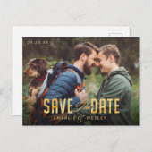 LGBTQ Simple Traditional Save the Date with Photo Briefkaart (Voorkant / Achterkant)