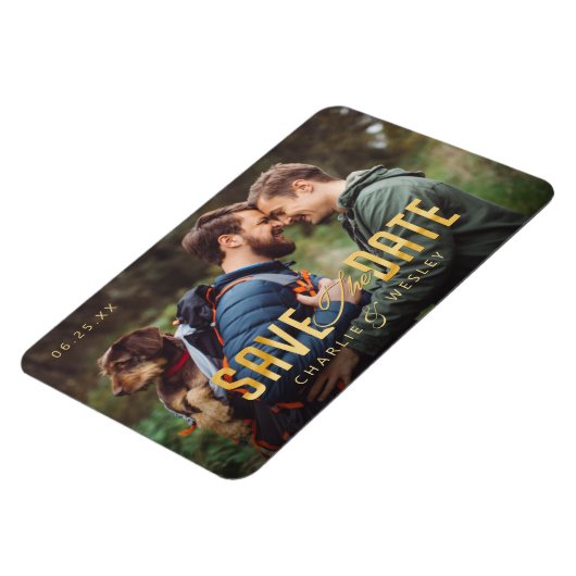 LGBTQ Simple Traditional Save the Date with Photo Magneet (Linkerzijde)