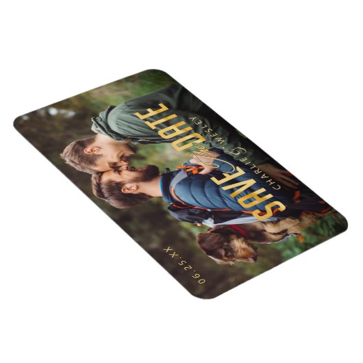 LGBTQ Simple Traditional Save the Date with Photo Magneet (Rechterzijde)