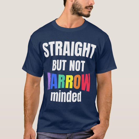 LGBTQ-steun rechte maar niet smalle LGBTQ T-shirt (Voorkant)
