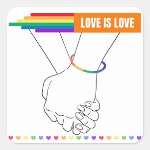 LGBTQ+ Sticker, Liefde is Liefde Sticker, Trots Vierkante Sticker