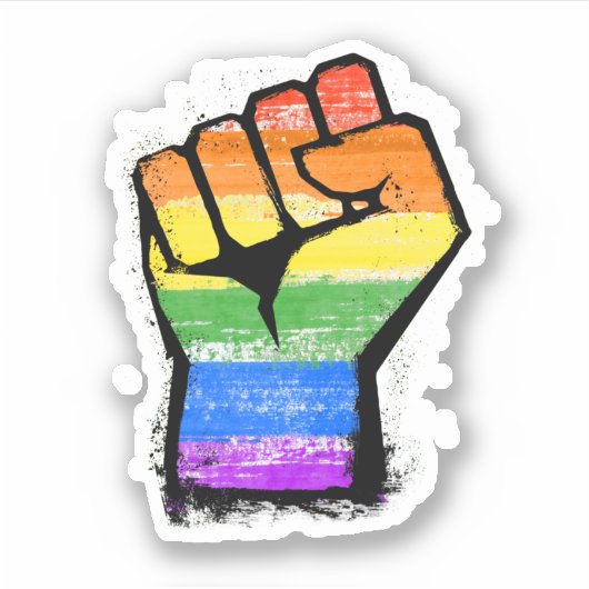 LGBTQ Traditionele regenboogpride Fist Sticker (Voorkant)