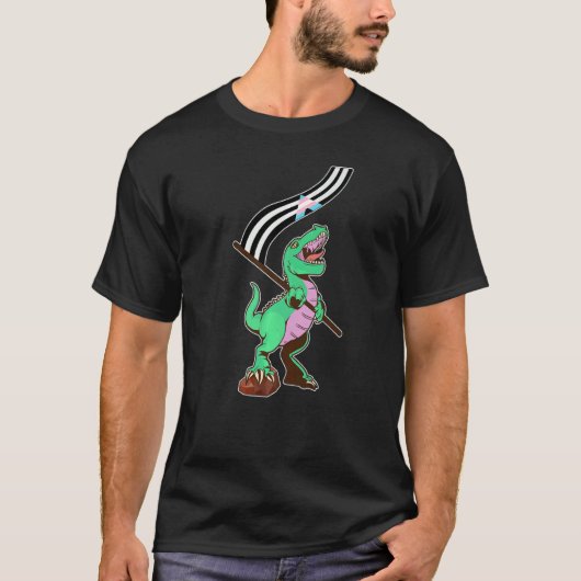 Lgbtq Trans Ally Pride Flag Lgbtqia+ Dinosaur Tra T-shirt (Voorkant)