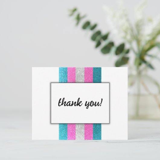 LGBTQ Trans Chic Modern Wit Bruiloft Glitter Briefkaart (Staand voorkant)