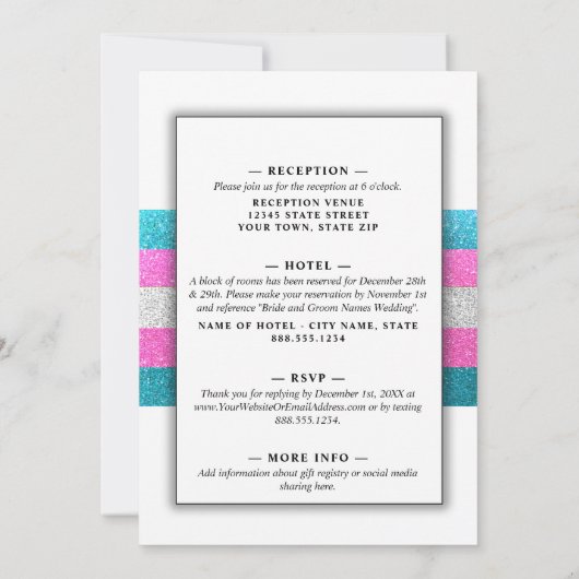 LGBTQ Trans Chic Modern Wit Bruiloft Glitter Kaart (Achterkant)
