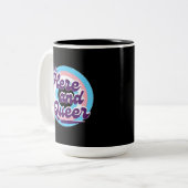 LGBTQ: Transgender Flag - hier en Queer Tweekleurige Koffiemok (Voorkant links)