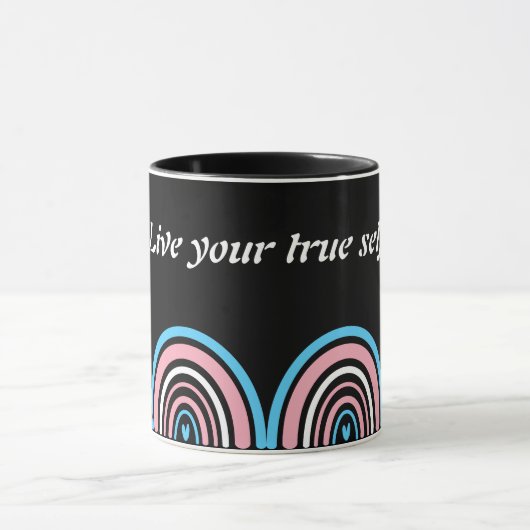 LGBTQ Transgender Flag: Leef je ware zelf Mok (Midden)