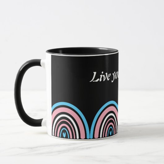 LGBTQ Transgender Flag: Leef je ware zelf Mok (Links)