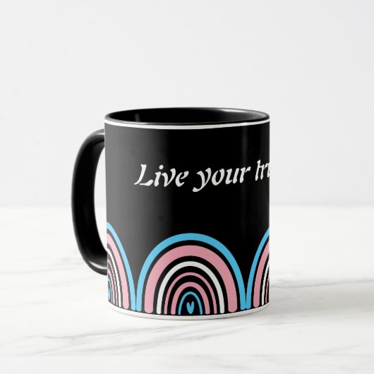 LGBTQ Transgender Flag: Leef je ware zelf Mok (Voorkant links)