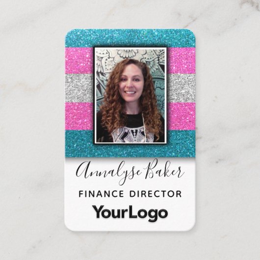 LGBTQ Transgender Glitter Professional Logo Foto Visitekaartje (Voorkant)