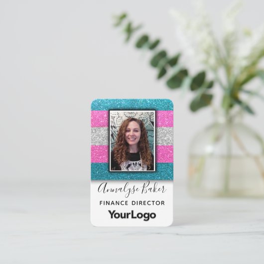LGBTQ Transgender Glitter Professional Logo Foto Visitekaartje (Staand voorkant)