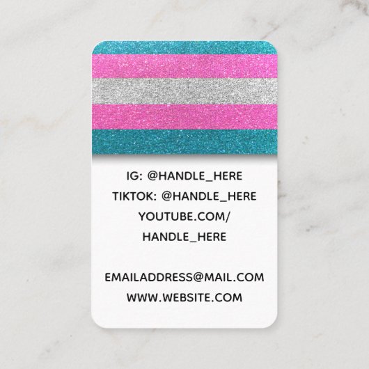 LGBTQ Transgender Glitter Professional Logo Foto Visitekaartje (Achterkant)