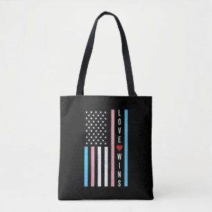 LGBTQ Transgender Pride Love Wint Amerikaanse vlag Tote Bag