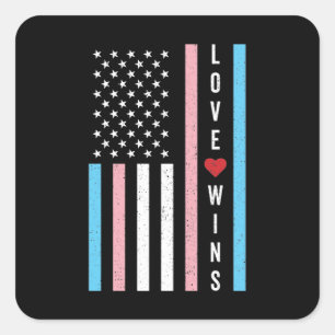 LGBTQ Transgender Pride Love Wint Amerikaanse vlag Vierkante Sticker
