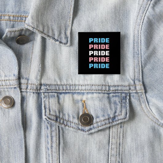 LGBTQ Transgender Proud Aanpasbare Herhaalde Tekst Vierkante Button 5,1 Cm (In situ)