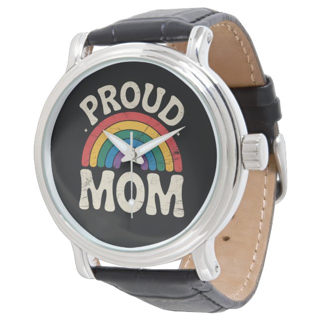 LGBTQ Trotse Moeder Gay Pride Rainbow Moederdag Horloge (Gekanteld)