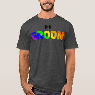 lgbtq trouw regenboog bruidegom t-shirt