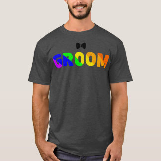 lgbtq trouw regenboog bruidegom t-shirt