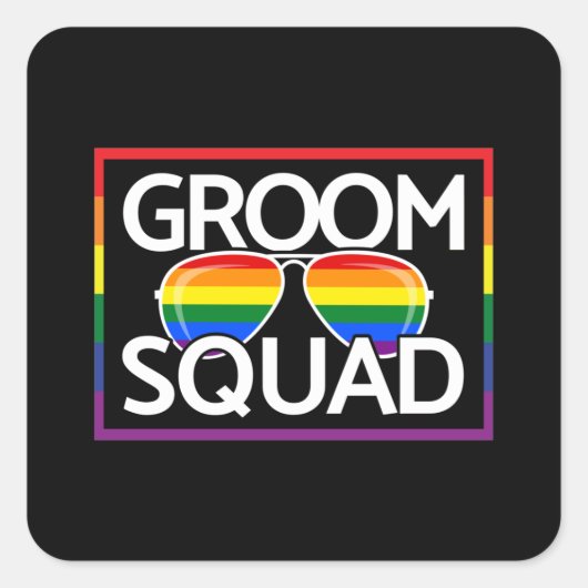 LGBTQ Trouwfeest Gay Pride Matching Bruidsjonkers Vierkante Sticker (Voorkant)