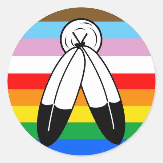 LGBTQ+ Two-Spirit Progress Pride Flag Ronde Sticker (Voorkant)