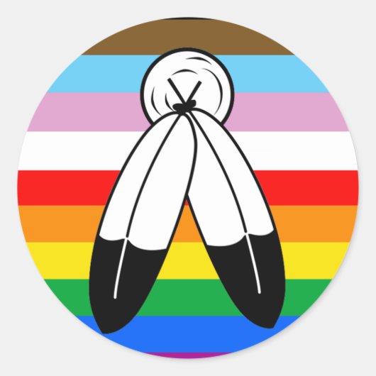 LGBTQ+ Two-Spirit Progress Pride Flag Ronde Sticker (Voorkant)