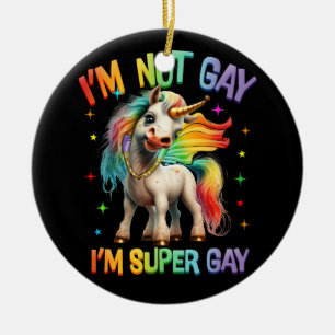 LGBTQ Unicorn Super Gay Pride LGBT Ally Rainbow FL Keramisch Ornament