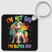LGBTQ Unicorn Super Gay Pride LGBT Ally Rainbow FL Sleutelhanger (Achterkant)