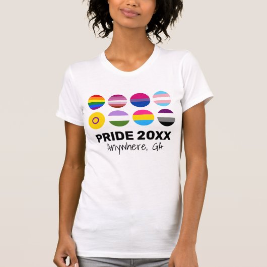 LGBTQ+ Unity Pride Aangepaste tekst T-shirt (Voorkant)