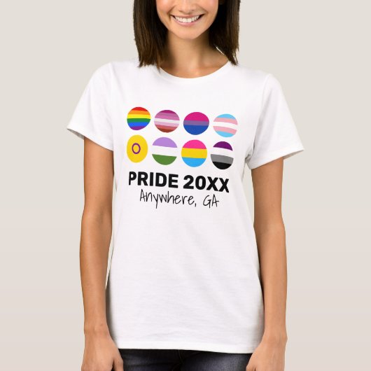 LGBTQ+ Unity Pride Aangepaste tekst T-shirt (Voorkant)