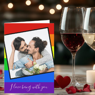LGBTQ Valentijnsdag Coupor Foto Aangepaste regenbo Kaart