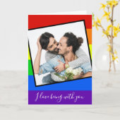 LGBTQ Valentijnsdag Coupor Foto Aangepaste regenbo Kaart (Gele Bloem)