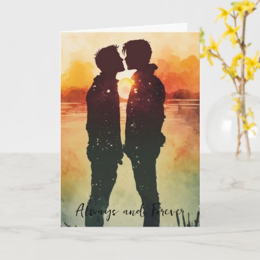 LGBTQ Valentijnsdag jubileum Gay koppel kaart (Gele Bloem)