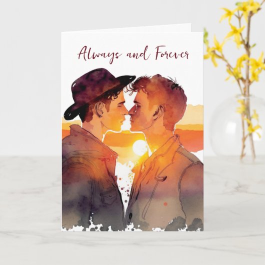 LGBTQ Valentijnsdag jubileum homokoppel kaart (Gele Bloem)