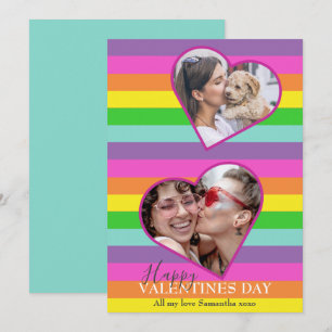 LGBTQ Valentijnse Rainbow Flag Fotocard Holiday C Feestdagenkaart