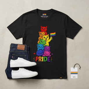 LGBTQ Vlag Katten Blij Purride Gay Pride Maand Bon T-shirt