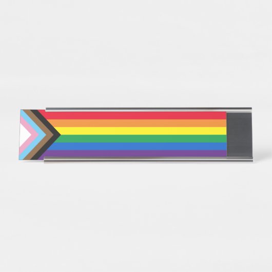 Lgbtq: vlag van homoseksuele pride, inclusief bred bureau naambordje (Voorkant)