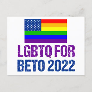 LGBTQ voor Beto 2022 Verkiezing van de vlag van Ga Briefkaart