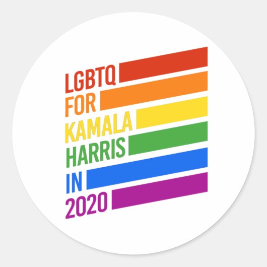 LGBTQ voor KAMALA HARRIS Rainbow Stripes Ronde Sticker (Voorkant)