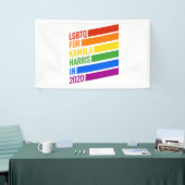 LGBTQ voor KAMALA HARRIS Rainbow Stripes Spandoek (Beurs)