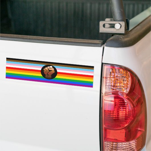 LGBTQ+ Voortgangspunt - Primaire vlag Bumpersticker (Op Truck)