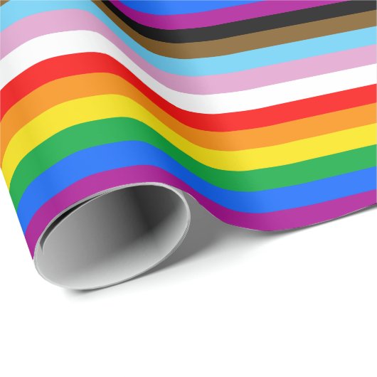 LGBTQ+ Voortgangsvlag Stripes Cadeaupapier (Rol Hoek)