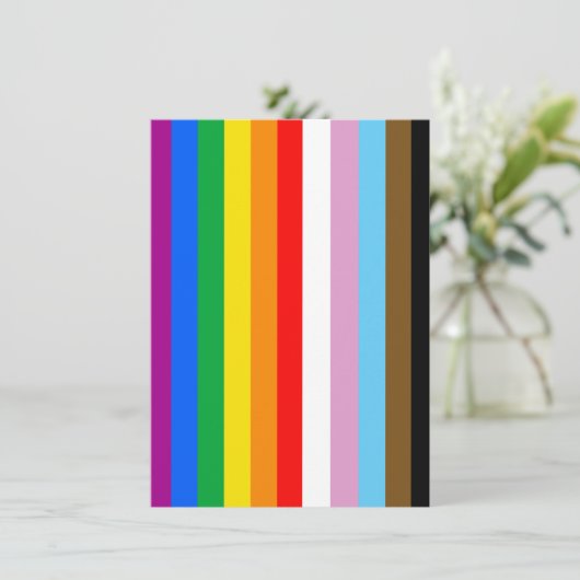 LGBTQ+ Voortgangsvlag Stripes Feestdagenkaart (Staand voorkant)