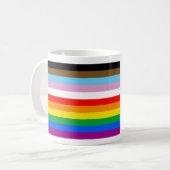 LGBTQ+ Voortgangsvlag Stripes Koffiemok (Voorkant links)
