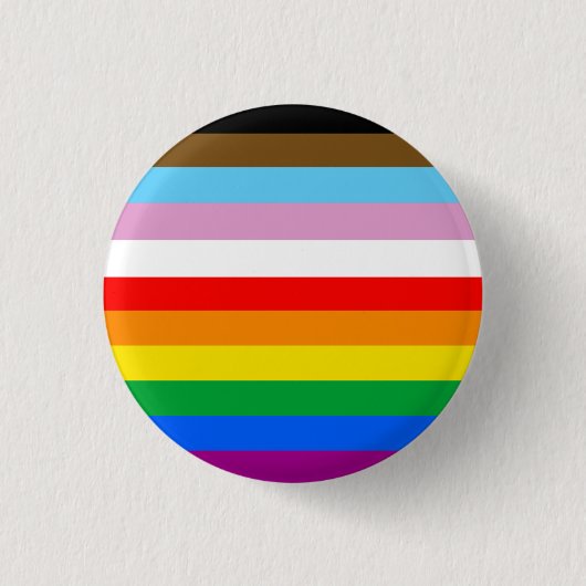 LGBTQ+ Voortgangsvlag Stripes Ronde Button 3,2 Cm (Voorkant)