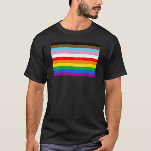 LGBTQ+ Voortgangsvlag Stripes T-shirt (Voorkant)