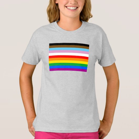 LGBTQ+ Voortgangsvlag Stripes T-shirt (Voorkant)